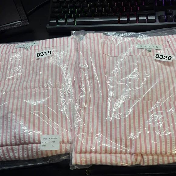 HYFVE SET Pink Striped Seersucker New In Poly Bag Small/Medium/Large Available - Picture 11 of 15